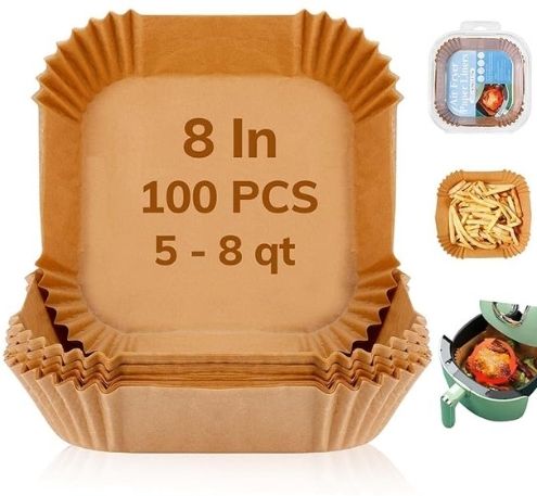 sbvaluemart Air Fryer Paper Sheets 100 PCS | 8 Inch Square Non-Stick Oil-Proof Liners Air Fryer-picture-8