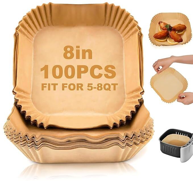 sbvaluemart 00 Pcs 8 Inch Air Fryer Paper Liners – Non-Stick, Oil-Proof, Eco-Friendly Air Fryer-picture-5