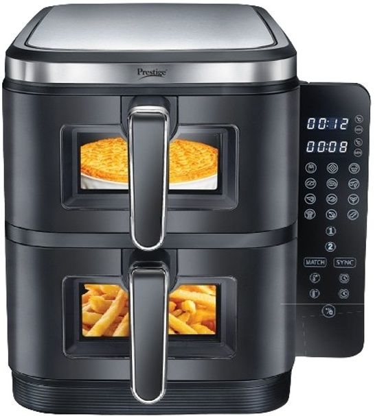 prestige Air Duo 2850W 12 Preset Menu Options|Foldable Control Panel|Dual baskets Air Fryer-picture-49