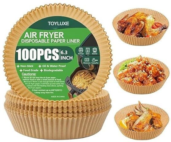 babeshu 100 Pcs Air Fryer Paper Liners | Non-Stick Disposable Parchment Paper Air Fryer-picture-12