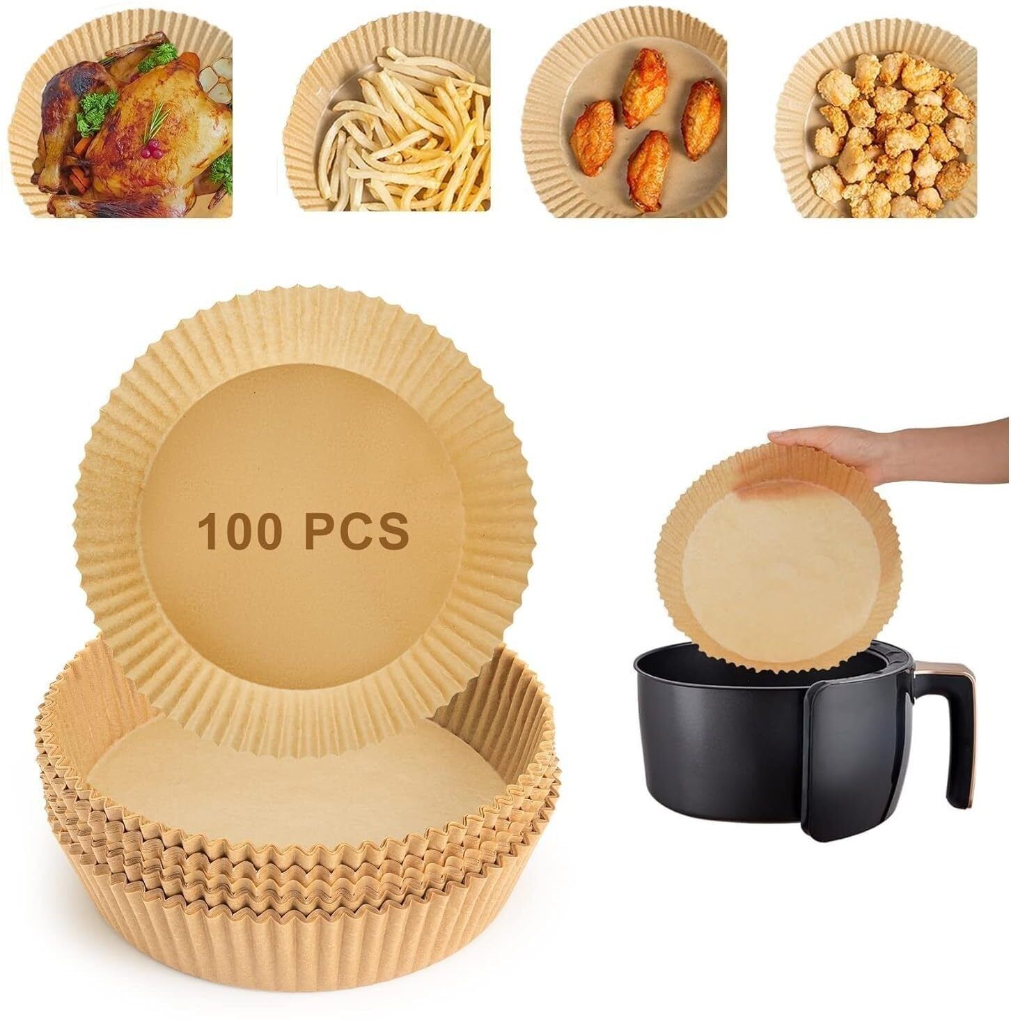 pratiti 100PC Disposable Paper Liner, Non-stick, Baking Paper Air Fryer-picture-16