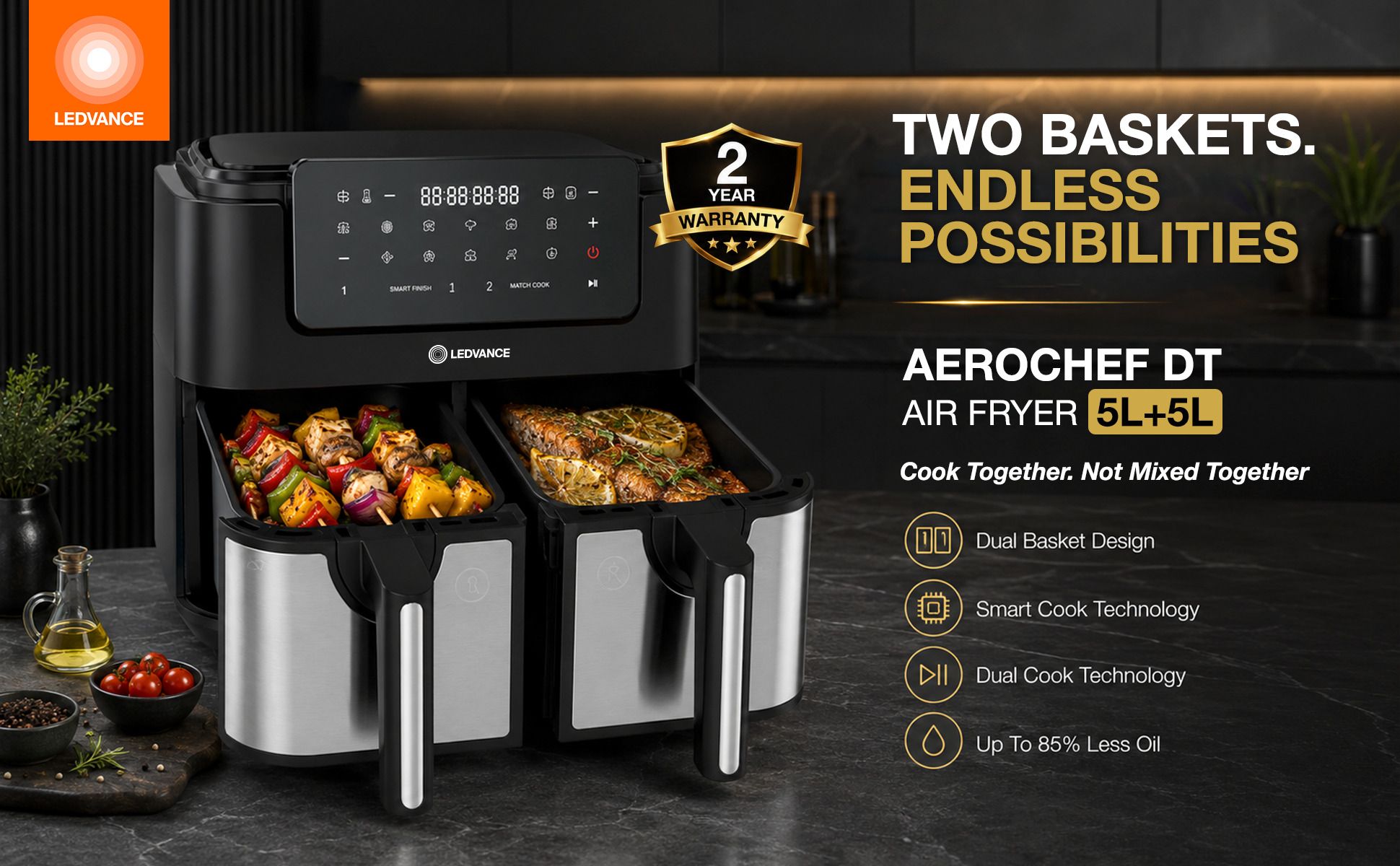 Air Fryer 5+5L | 10 in 1 Functions with Preset Menus | Dual Basket |85% Less Oil Air Fryer-image-22