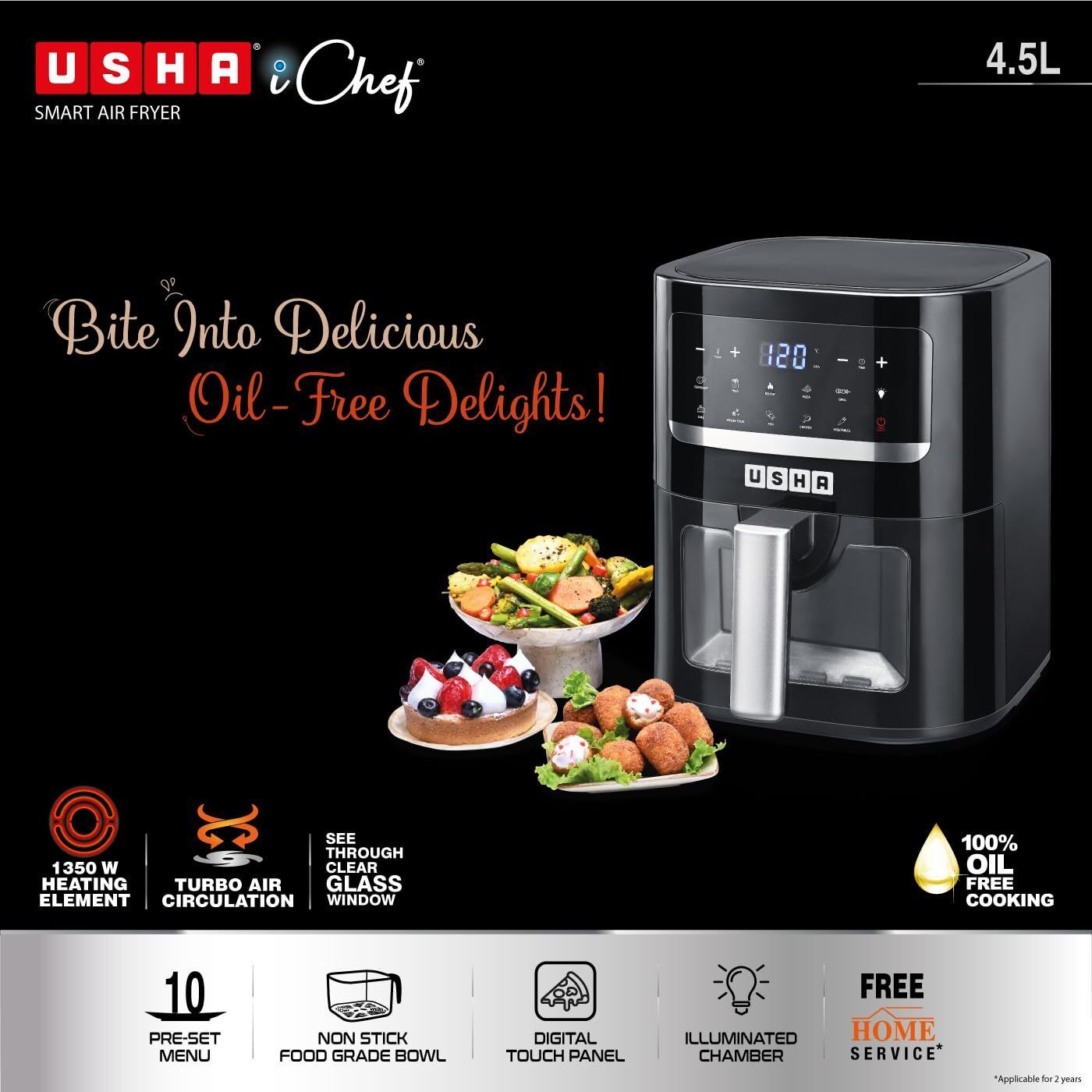 usha I CHEF SMART AIRFYER 4.5 Air Fryer-picture-41