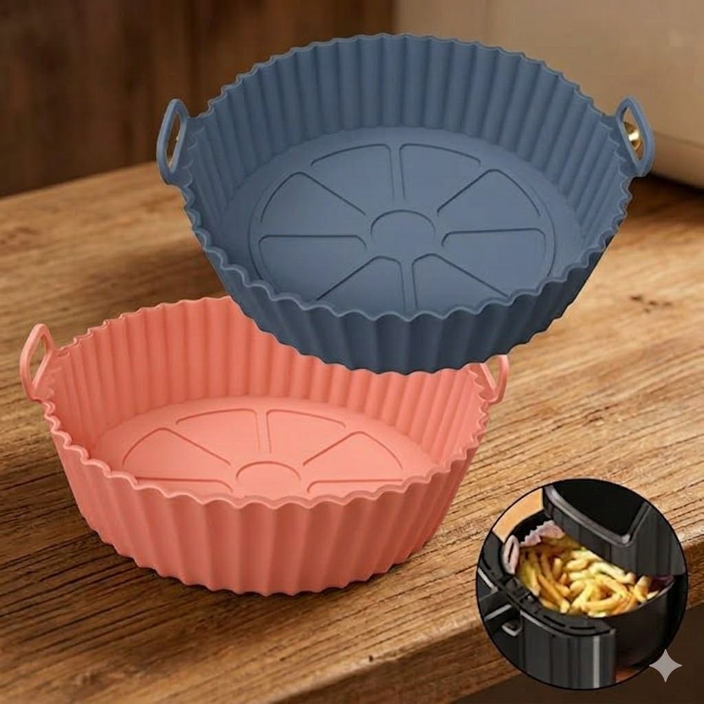Air Fryer Silicone Round Shape Liners Basket Reusable Baking Tray Cooking Pot Air Fryer-image-34