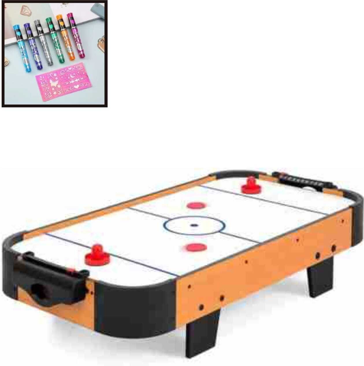 Kids Mini Air Hockey Table – Electric Air Hockey Game Set + [Free Tattoo Marker] Air Hockey Table