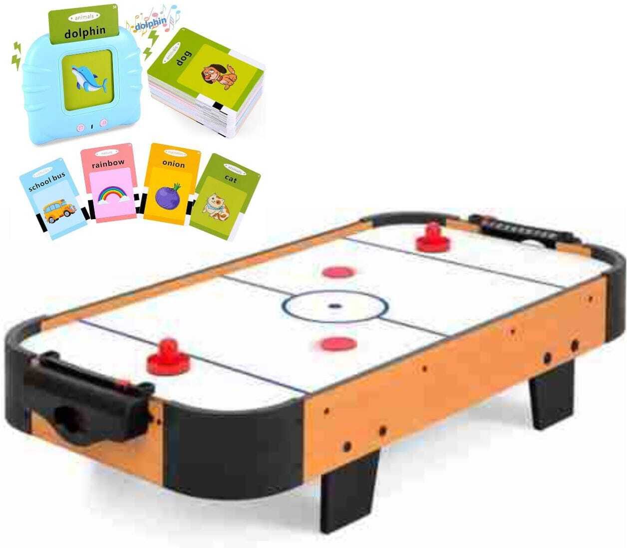 Kids Mini Air Hockey Table – Electric Air Hockey Game Set + [Free Flash card] Air Hockey Table