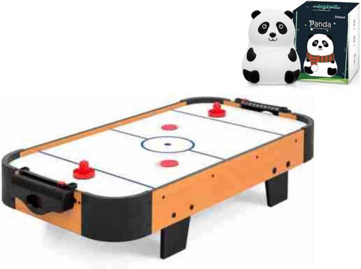Kids Mini Air Hockey Table – Electric Air Hockey Game Set + [Free Panda Lamp] Air Hockey Table