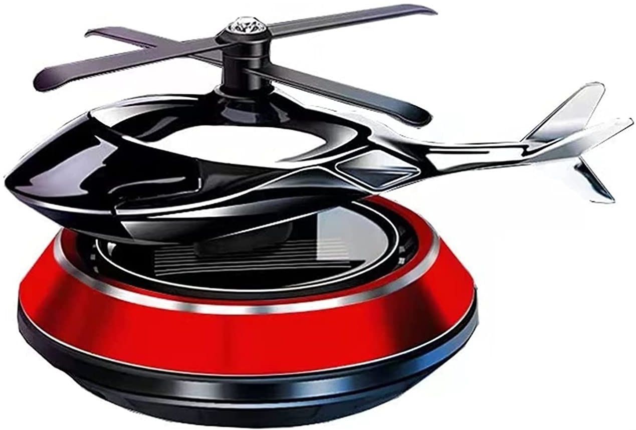 Metal Helicopter Solar Energy Car Air Perfumes and Freshener With Oil Bottle Portable Car Air Purifier