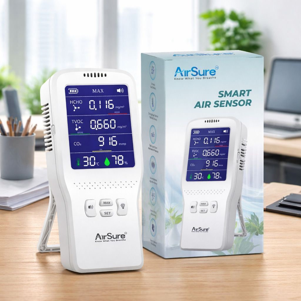 airsure Indoor Air Quality Monitor CO2 TVOC HCHO Detector for Home Use Air Quality Meter-picture-17