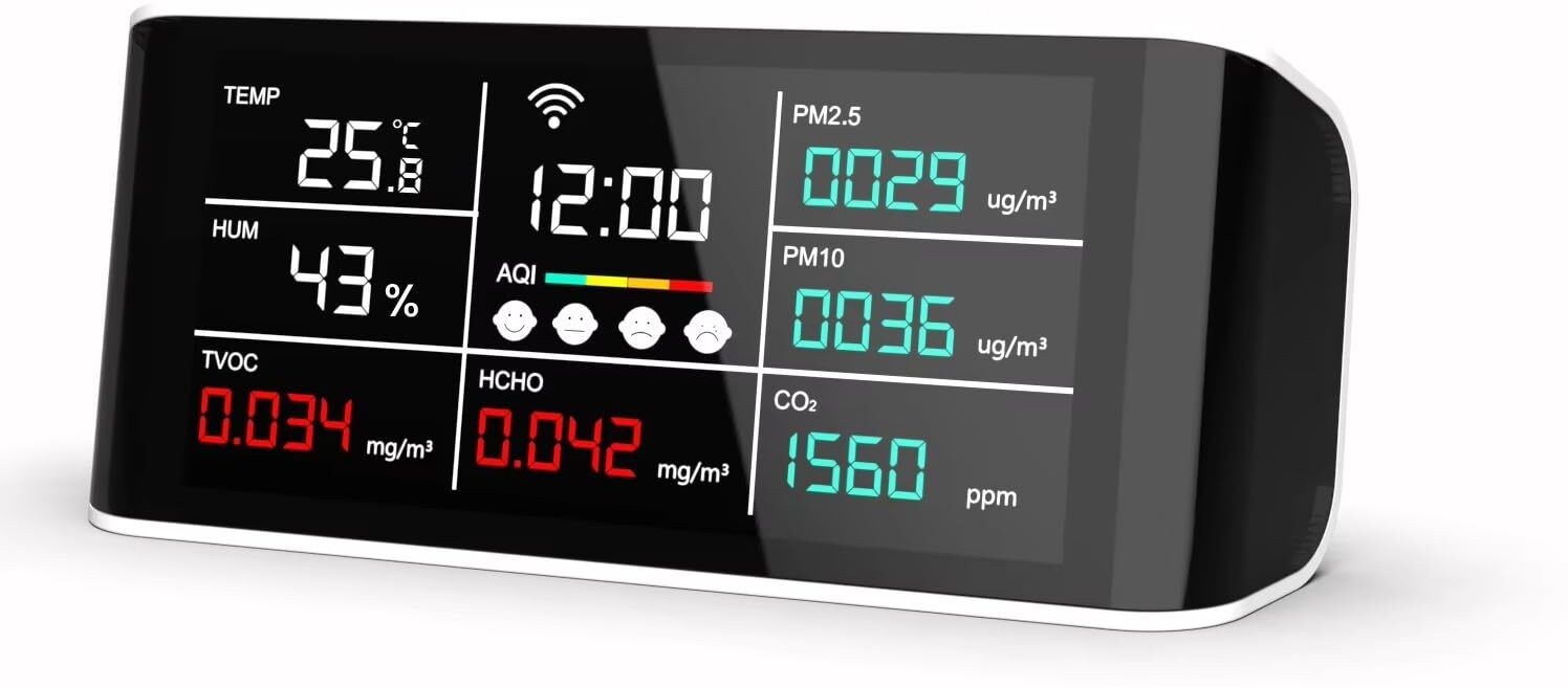 WIFI Air Quality Meter with Time Display & Data Export Feature-CO2/PM2.5/HCHO Air Quality Meter-image-26