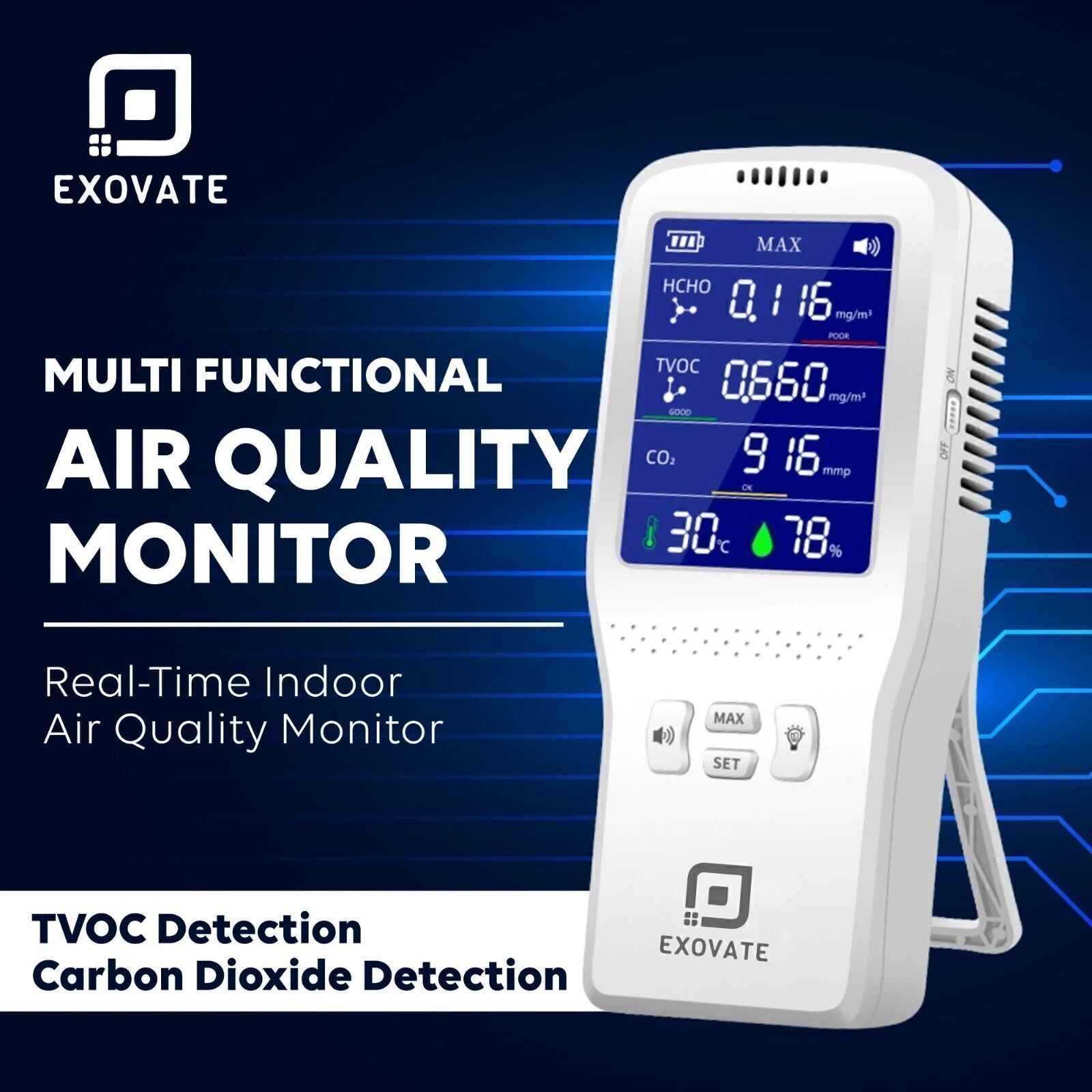 exovate Portable Air Quality Pollution Detector Meter with Color Display for Home Office Air Quality Meter-picture-48