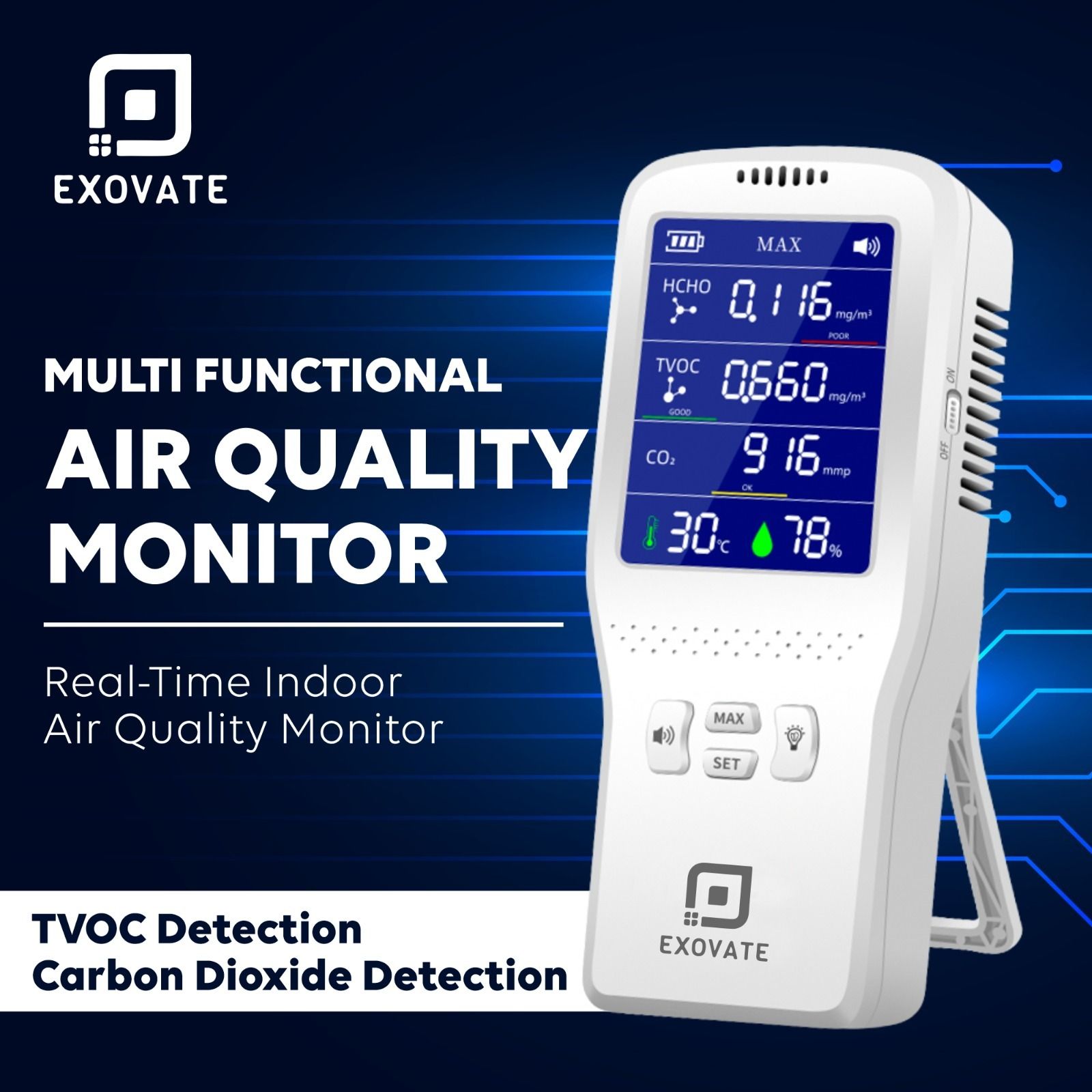 exovate Portable Air Quality Pollution Detector Meter with Color Graphic Display Air Quality Meter-picture-26