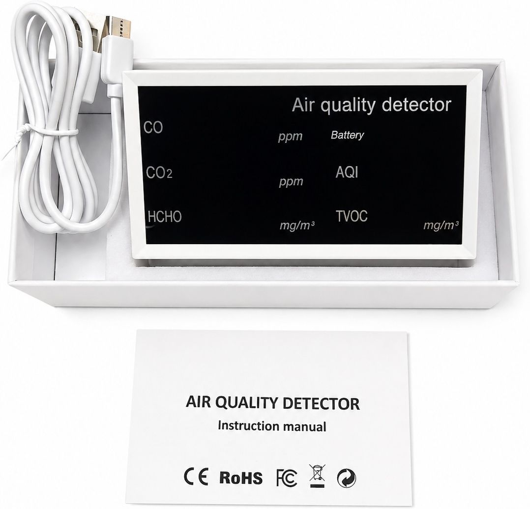 tech inspire Air Quality Meter CO2 HCHO TVOC Detector LED Display Rechargeable Monitor6 Air Quality Meter-picture-6