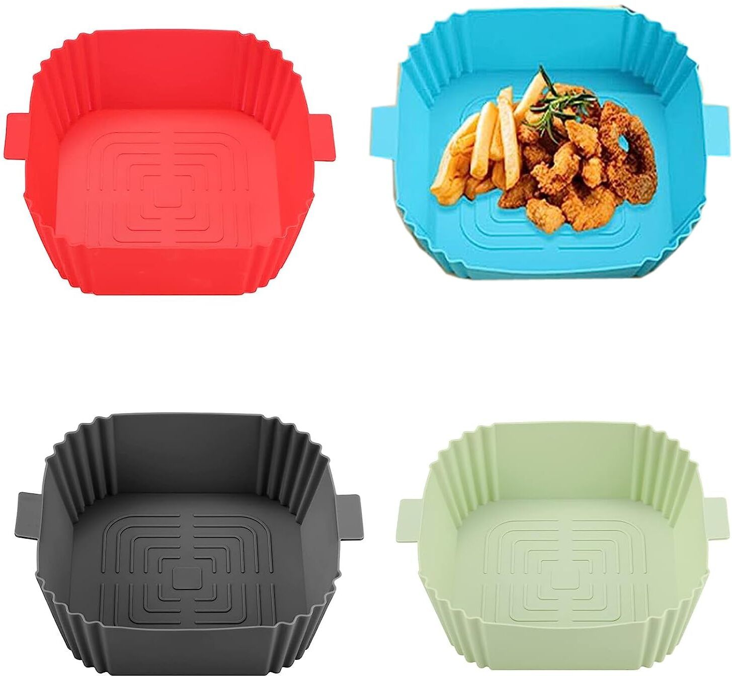 Square Silicone Basket Baking Tray- (Multicolor) Airfryer Tray