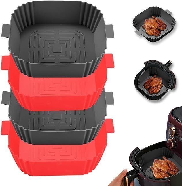 Pack Of 4 Silicone Cooking Tray for Even Air Fryer Results Airfryer Tray-image-38