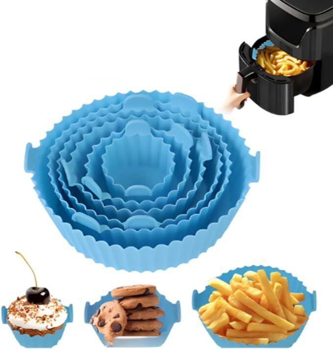 Air Fryer Silicone Pot with Handle Reusable Air Fryer Liner Heat Resistant Airfryer Tray