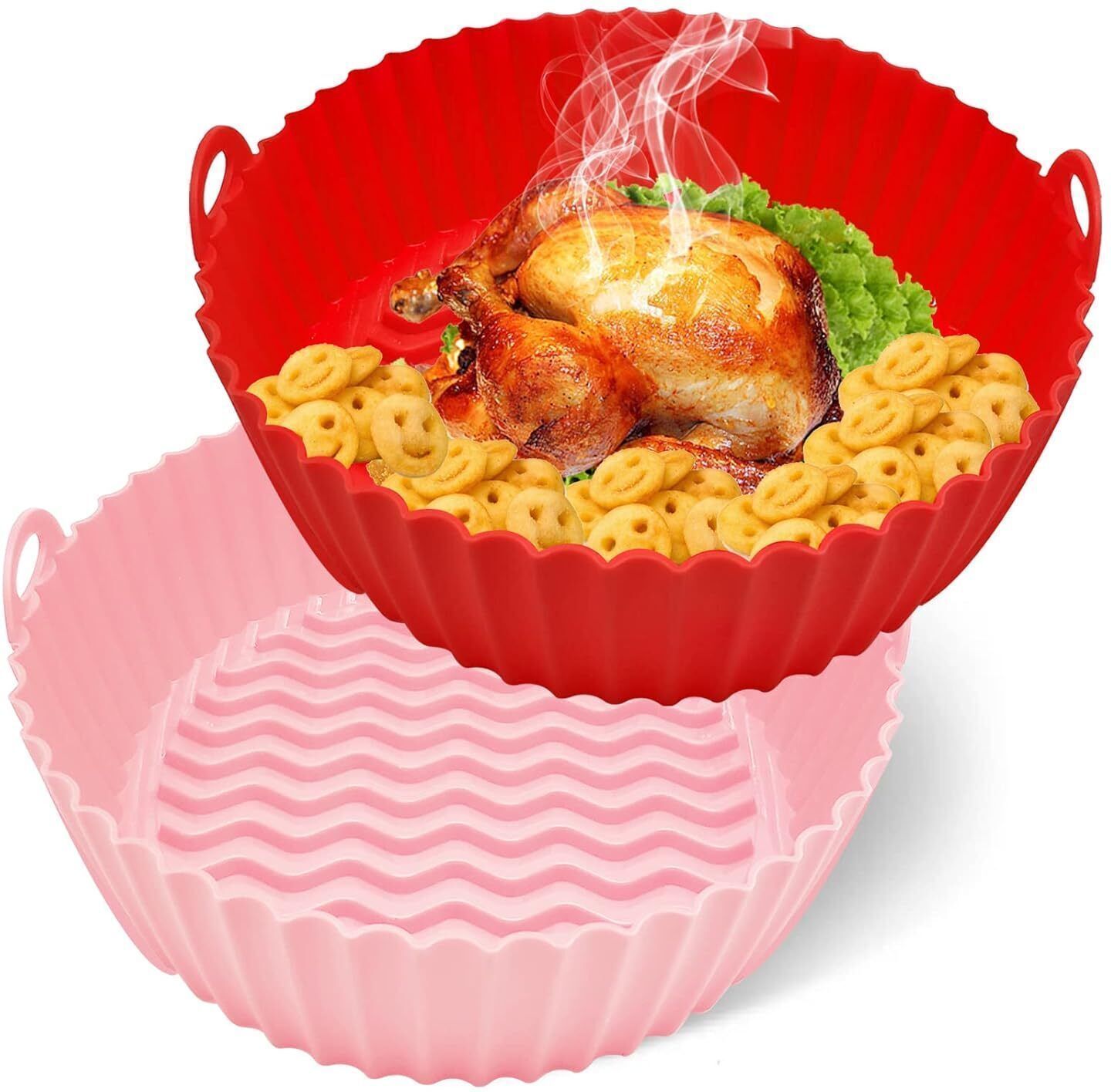 Round Air Fryer Silicone Tray 8 Inch (Multicolor) Airfryer Tray-image-40