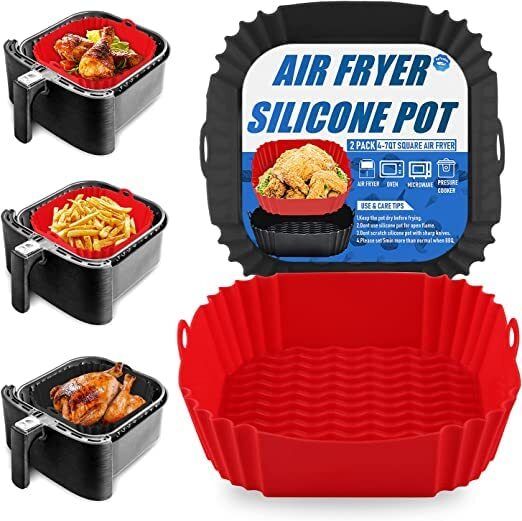 Square Silicone Basket Baking Tray__(Multicolor) Airfryer Tray