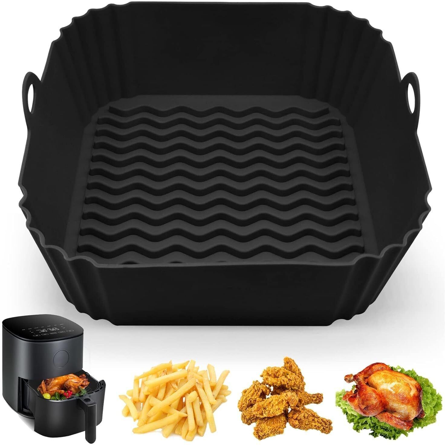 Silicone Baking Tray Nonstick Reusable Heat Resistant 8 Inch Multicolor Airfryer Tray-image-47