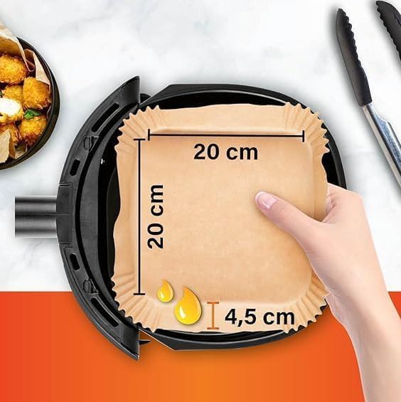 Disposable Air Fryer Paper Liners | Non-Stick Parchment Sheets 100 Airfryer Tray-image-3