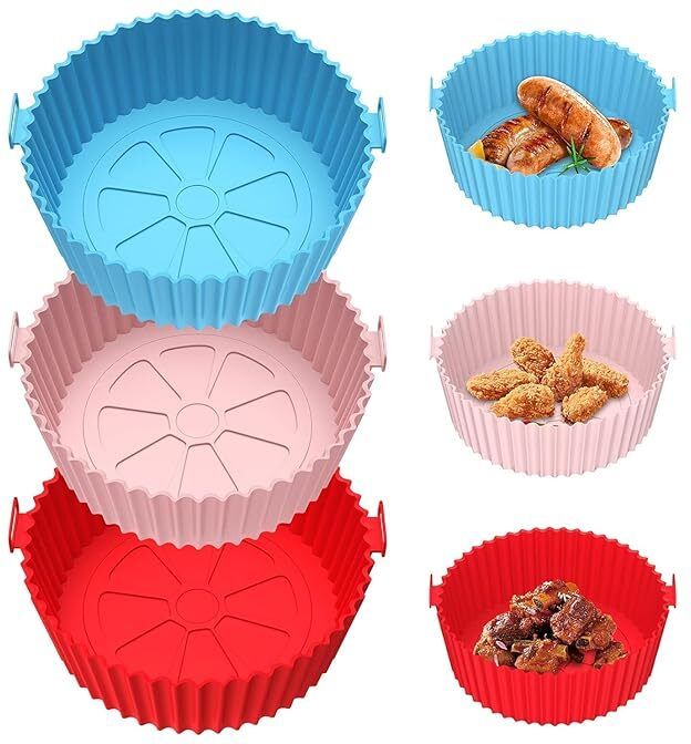 Round Air Fryer Silicone Tray 8 Inch (Multicolor) Airfryer Tray-image-30