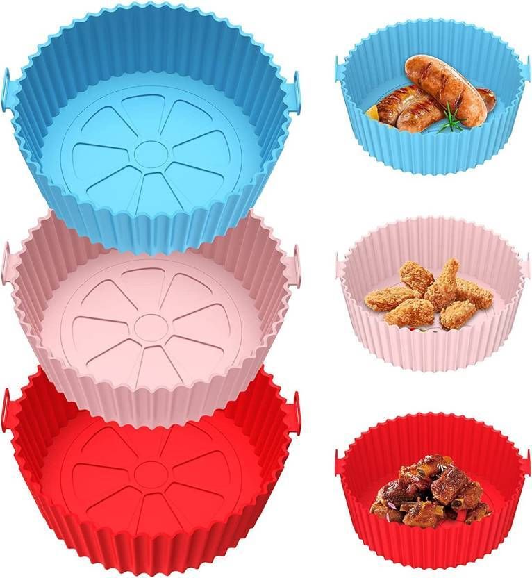ipsit 3 Pcs Round Silicon Reusable, Non-stick Airfryer Tray-picture-0
