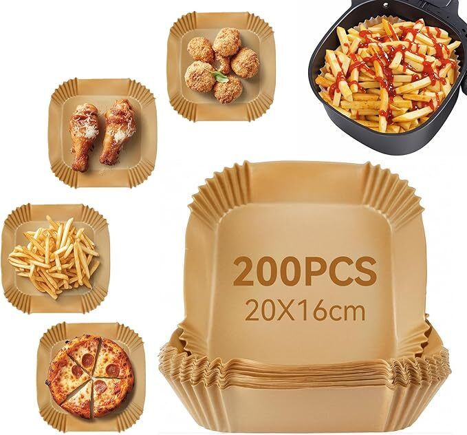 200PCS Parchment Paper Square Greaseproof Paper Air Fryer Accessories Compatible Airfryer Tray-image-24
