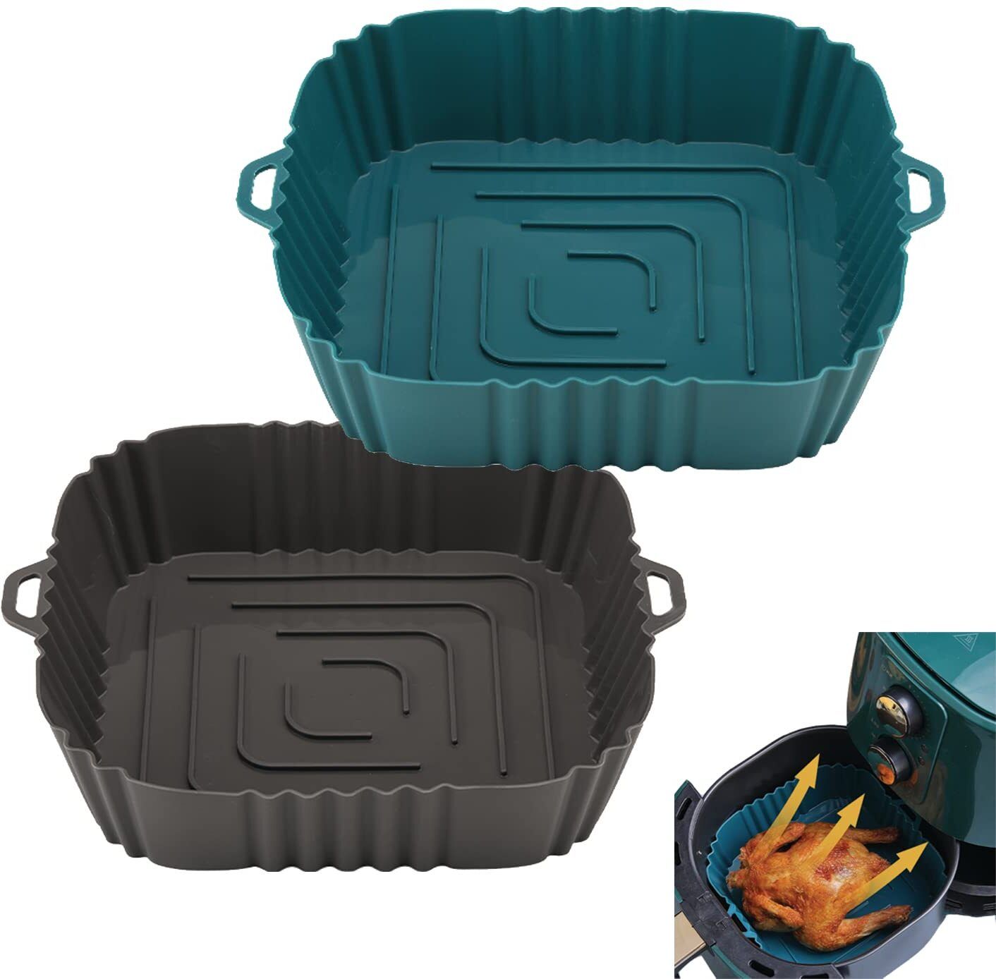 tinsuhg Silicone Air Fryer Liners Replacement of Parchment Liner Paper Airfryer Liners Airfryer Tray-picture-29