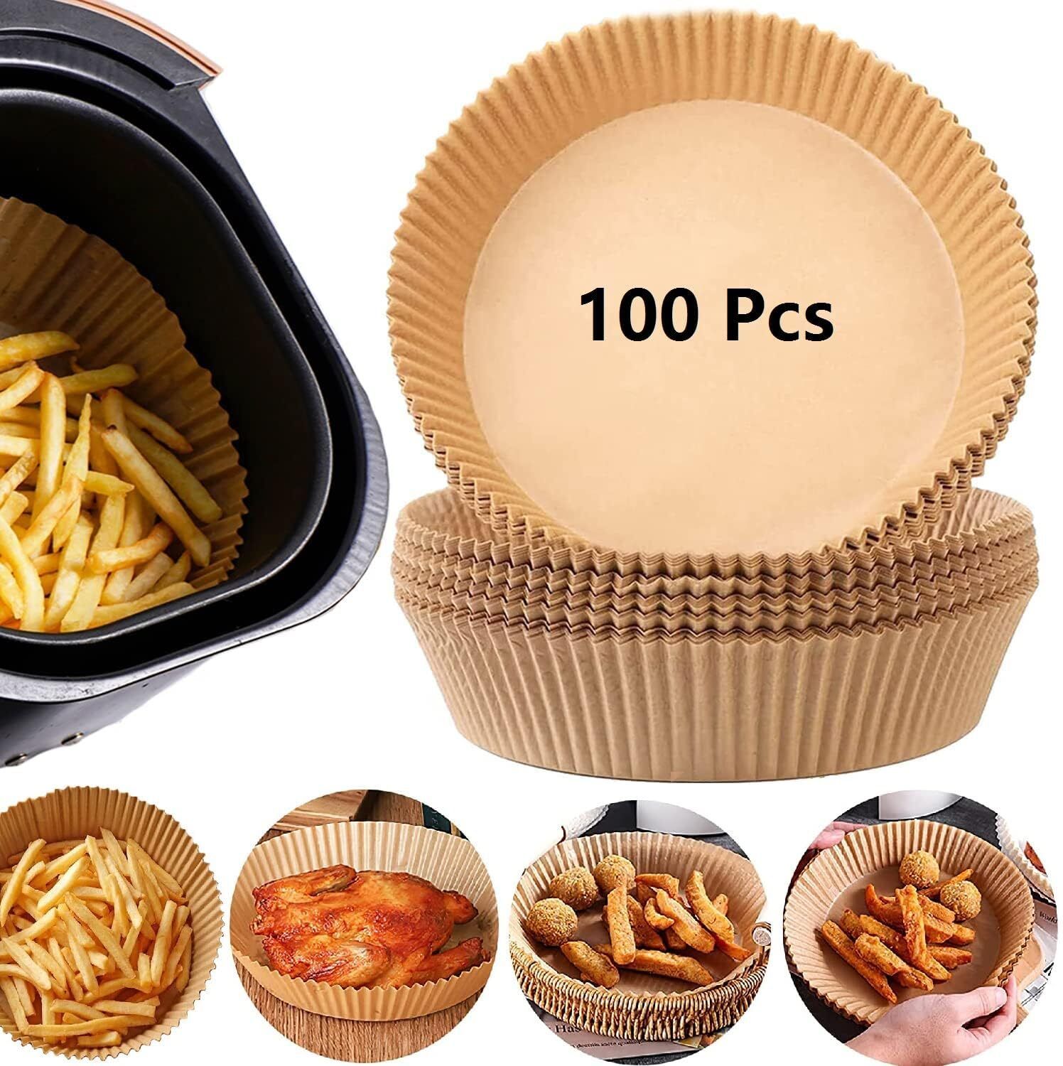 Air Fryer Disposable Paper Liner | 100Pcs, 8 inch Round Paper Fits 5-8 Qt Basket Airfryer Tray