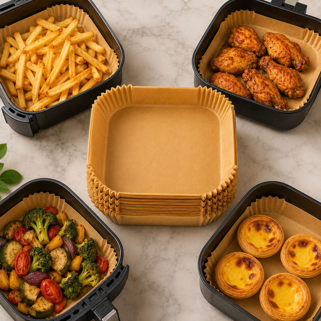 Pack of 100 Premium Air Fryer Disposable Paper Liners Non Stick Square Airfryer Tray-image-31