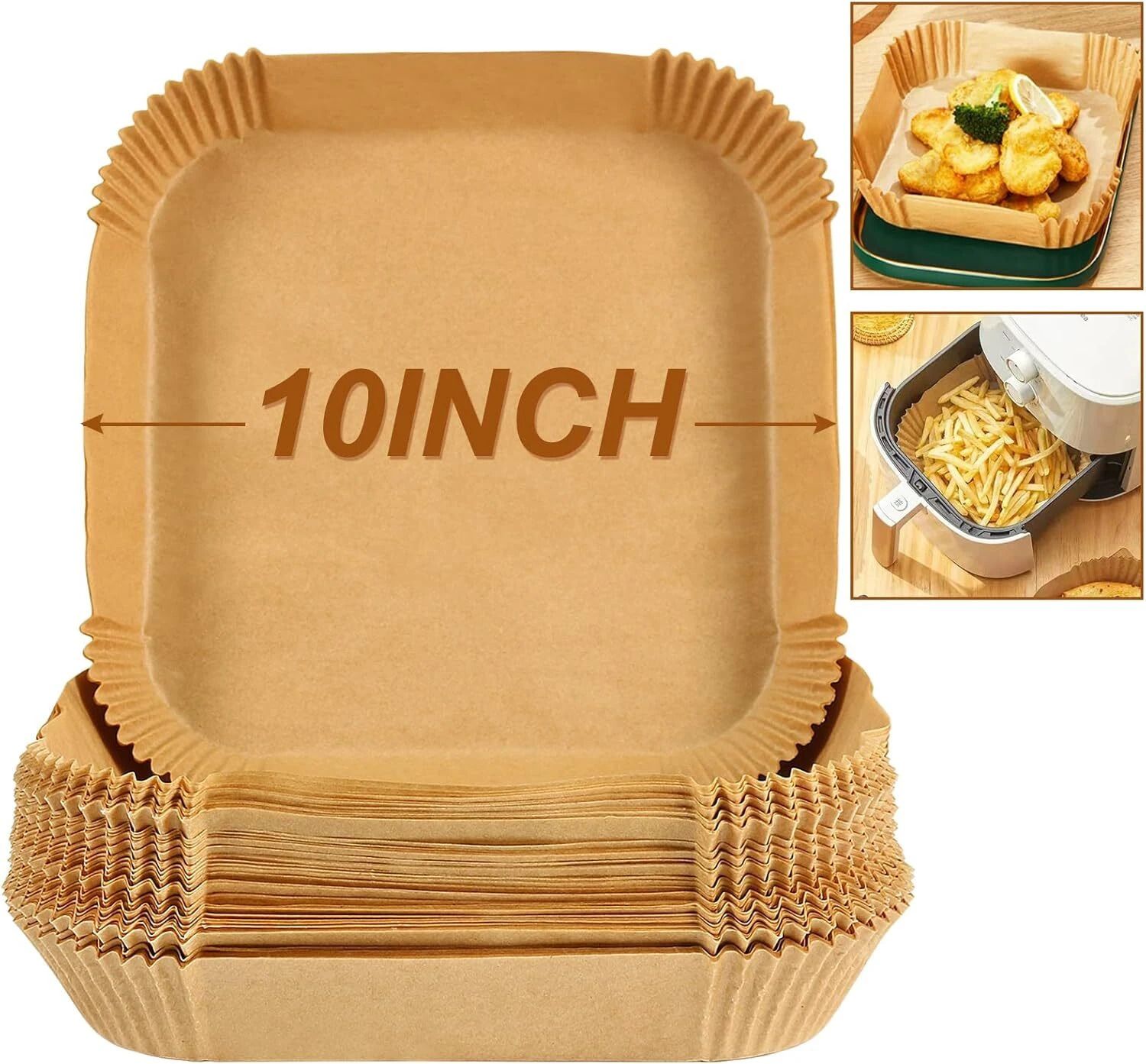 100 Pcs Square Air Fryer-Paper Disposable Paper Liner, Baking Paper & Oil-proof Airfryer Tray
