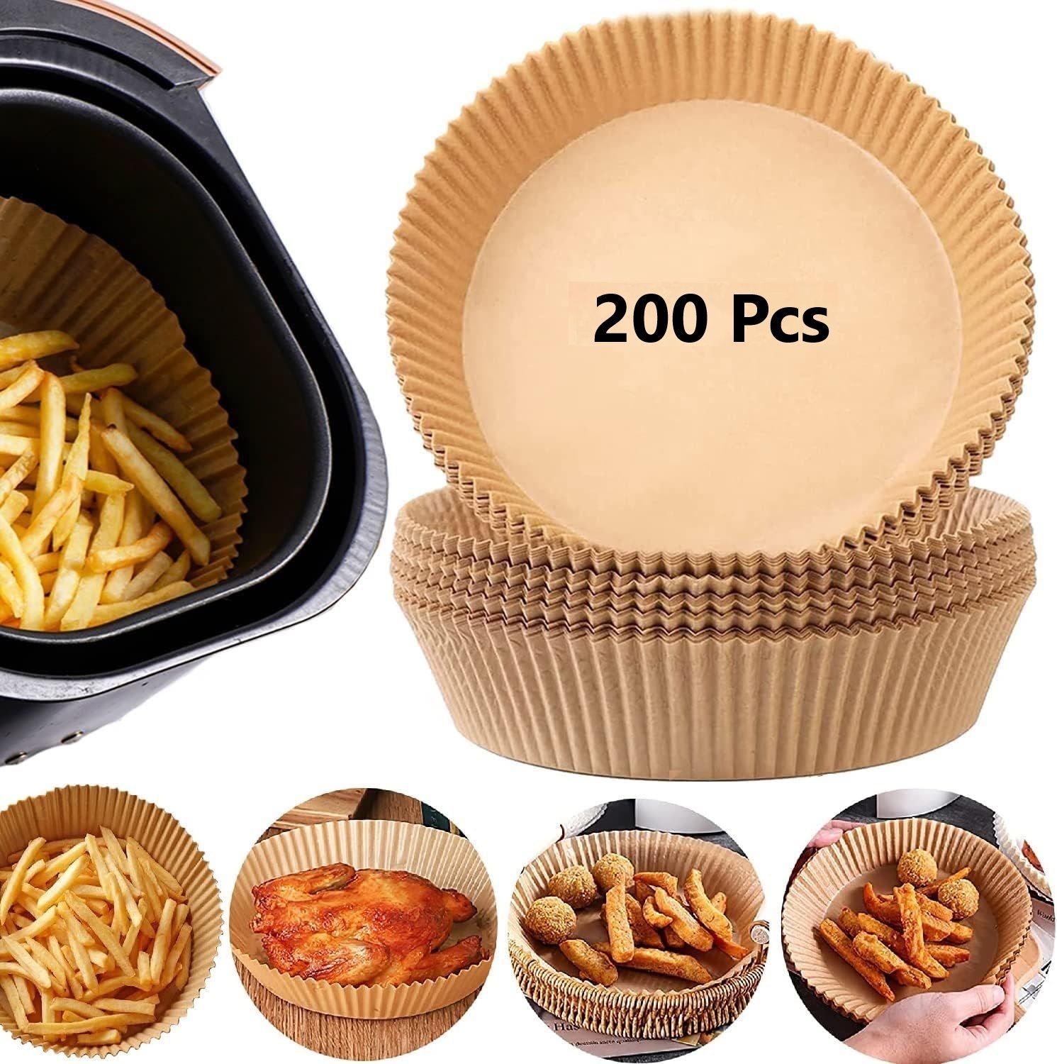 200PCS Fryer-Paper Disposable Paper Liner, Non-stick, Baking Paper & Oil-proof Airfryer Tray-image-18