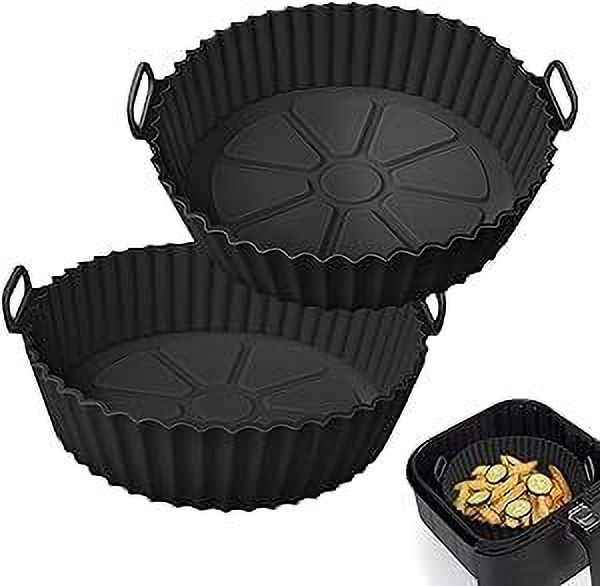 zovisu 2 Pcs Air Fryer Silicone Liners Food Safe Non Stick Reusable Basket For Kitchen Airfryer Tray-picture-11