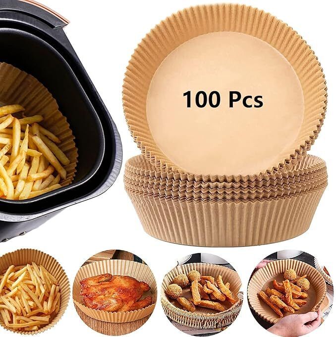 ycvariyaenterprise 100pcs Air Fryer Disposable Paper Liners Round Air Fryer Parchment Paper Airfryer Tray-picture-8
