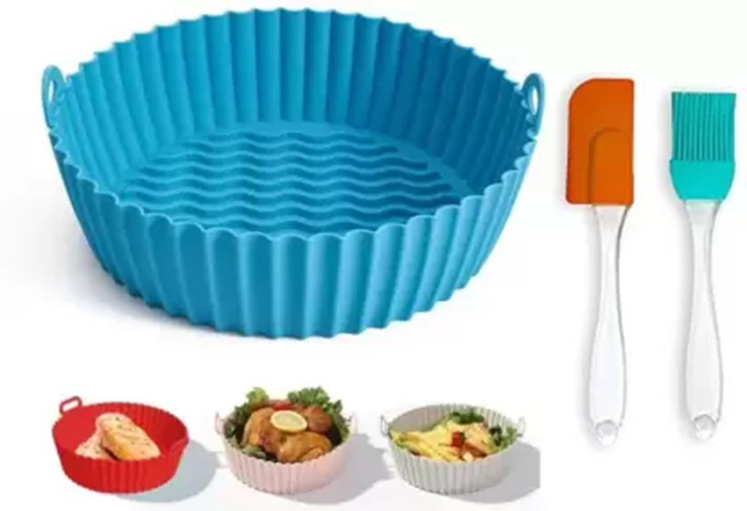 Airfryer Tray Blue with Oil Brush Tray-image-3