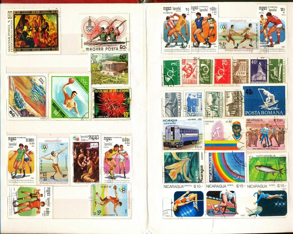 gold mint Stamp album stock book 8 pages with 100 World stamps gift combo set Album-picture-26