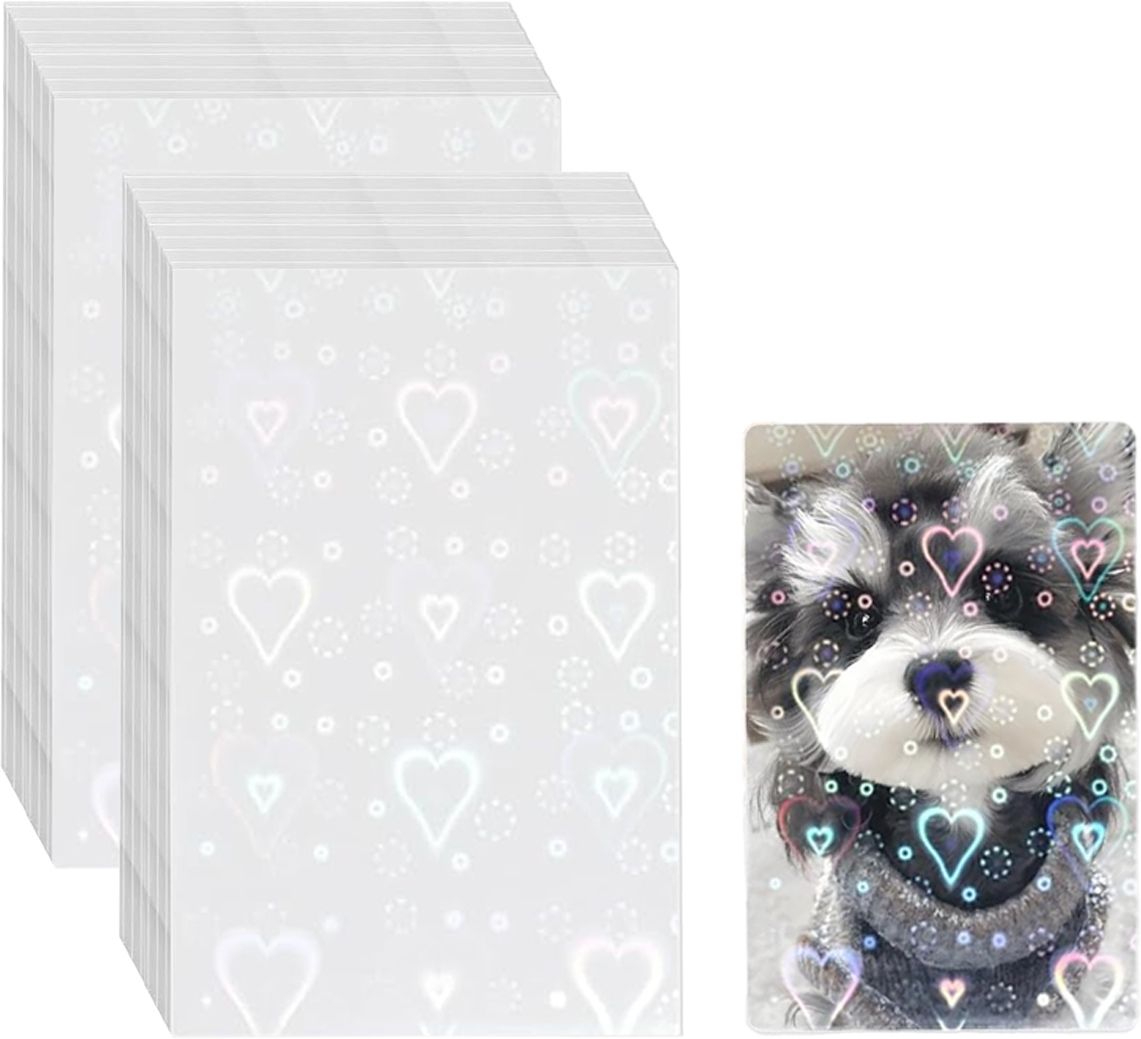 maycreate 100pcs Transparent Card Sleeves Protective Clear Love Heart Design Album-picture-12