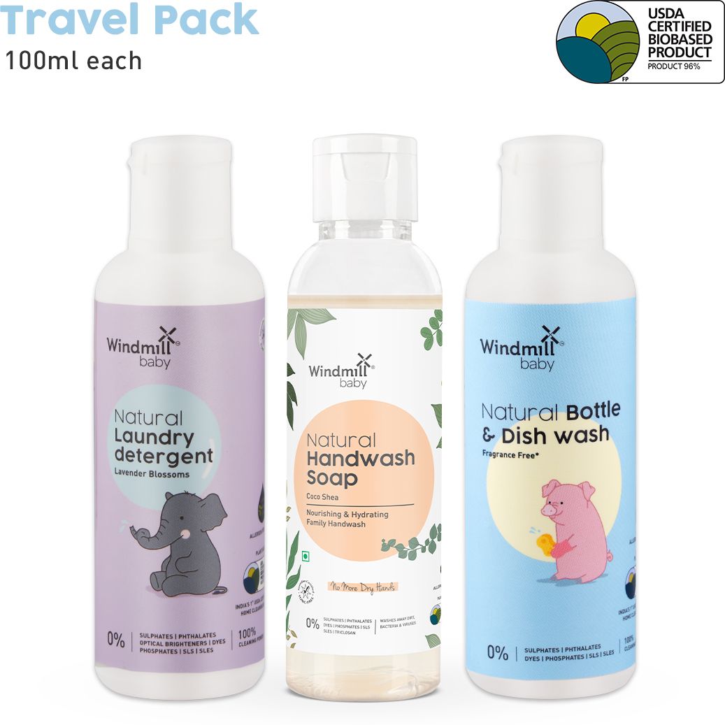 Travel Pack Bottle Wash + Lavender Laundry Detergent + Fresh Pomelo Hand Wash