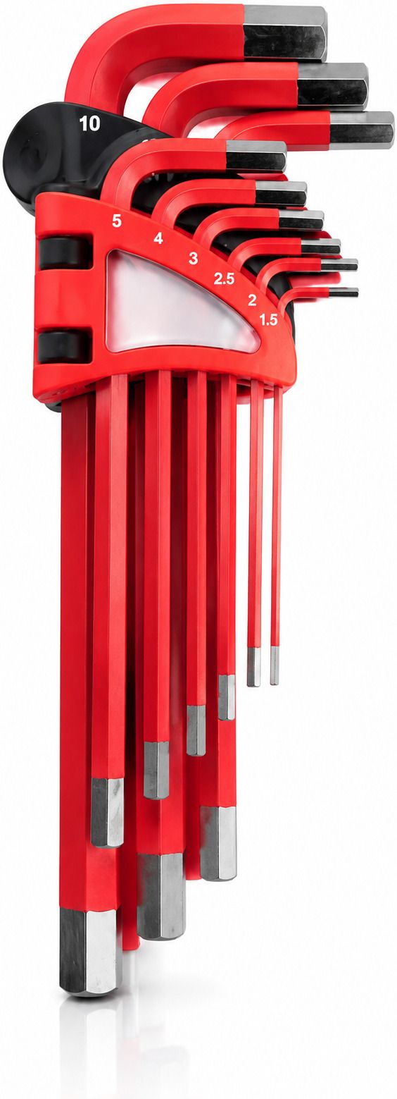 aarya trading co 9PCS Red Powder Coating Xtra Long Arm Hex Key Set Folding Allen Key Set-picture-1