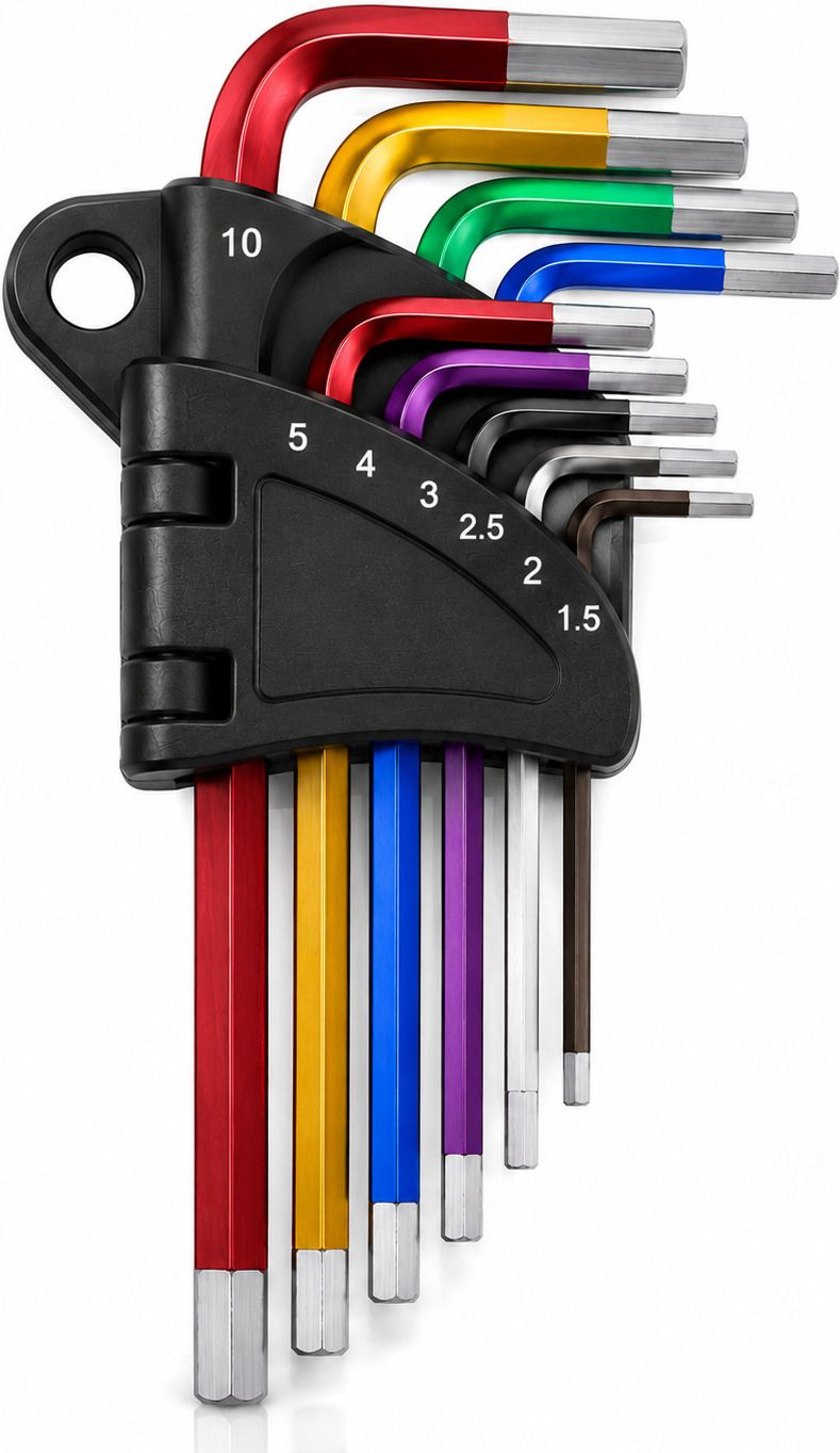 aarya trading co 9PCS Electrophoretic Paint extra Long Arm flat end Allen key set Folding Allen Key Set-picture-2