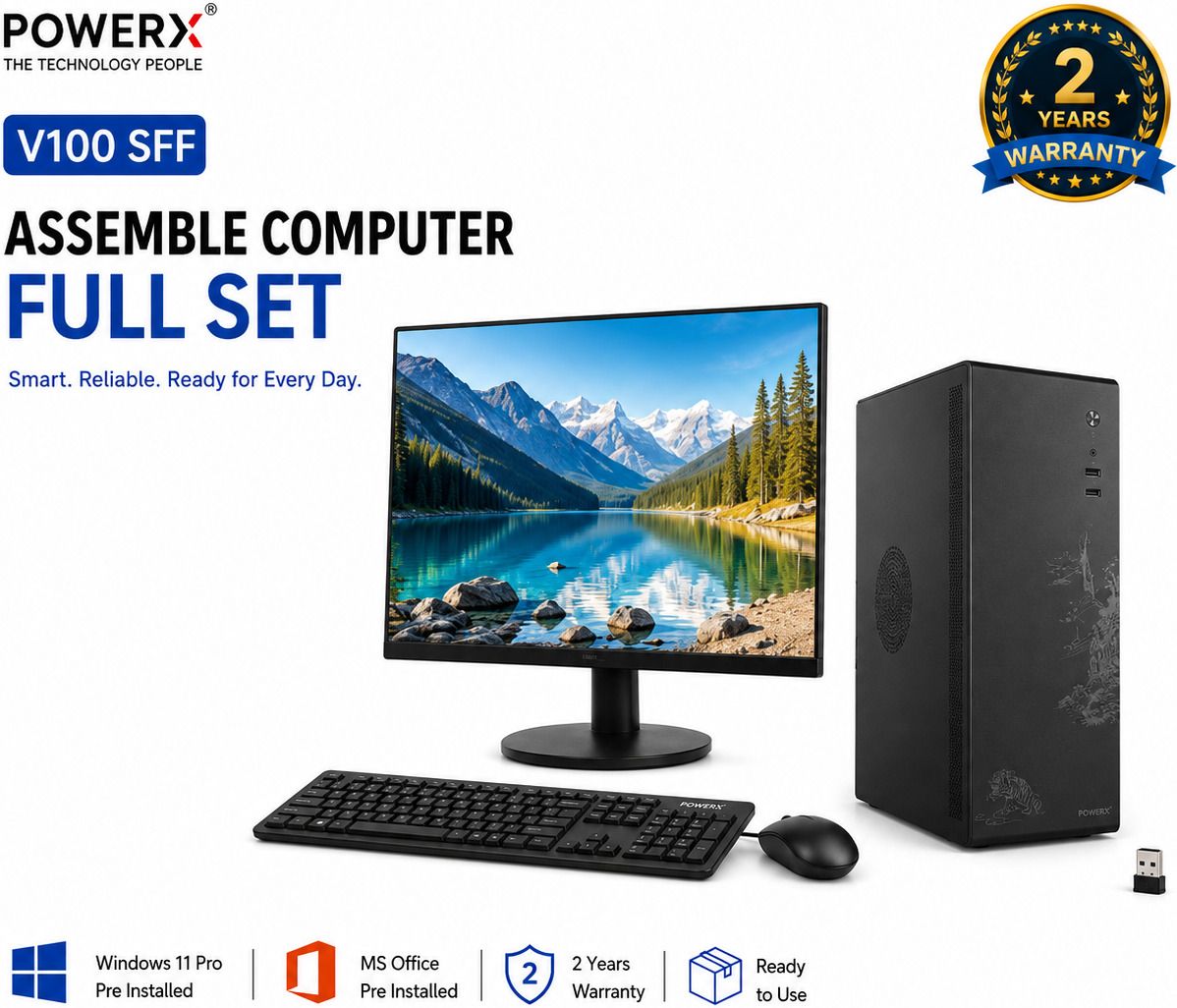 powerx V100 SFF Assembled Computer Full-set Core i5 (7th Gen) (8 GB DDR4/256 GB SSD/Windows 10 Pro/19 Inch Screen/V100/Wired Keyboard & Mouse/Wifi/ 1+1 Year Warranty) with MS Office-image-20