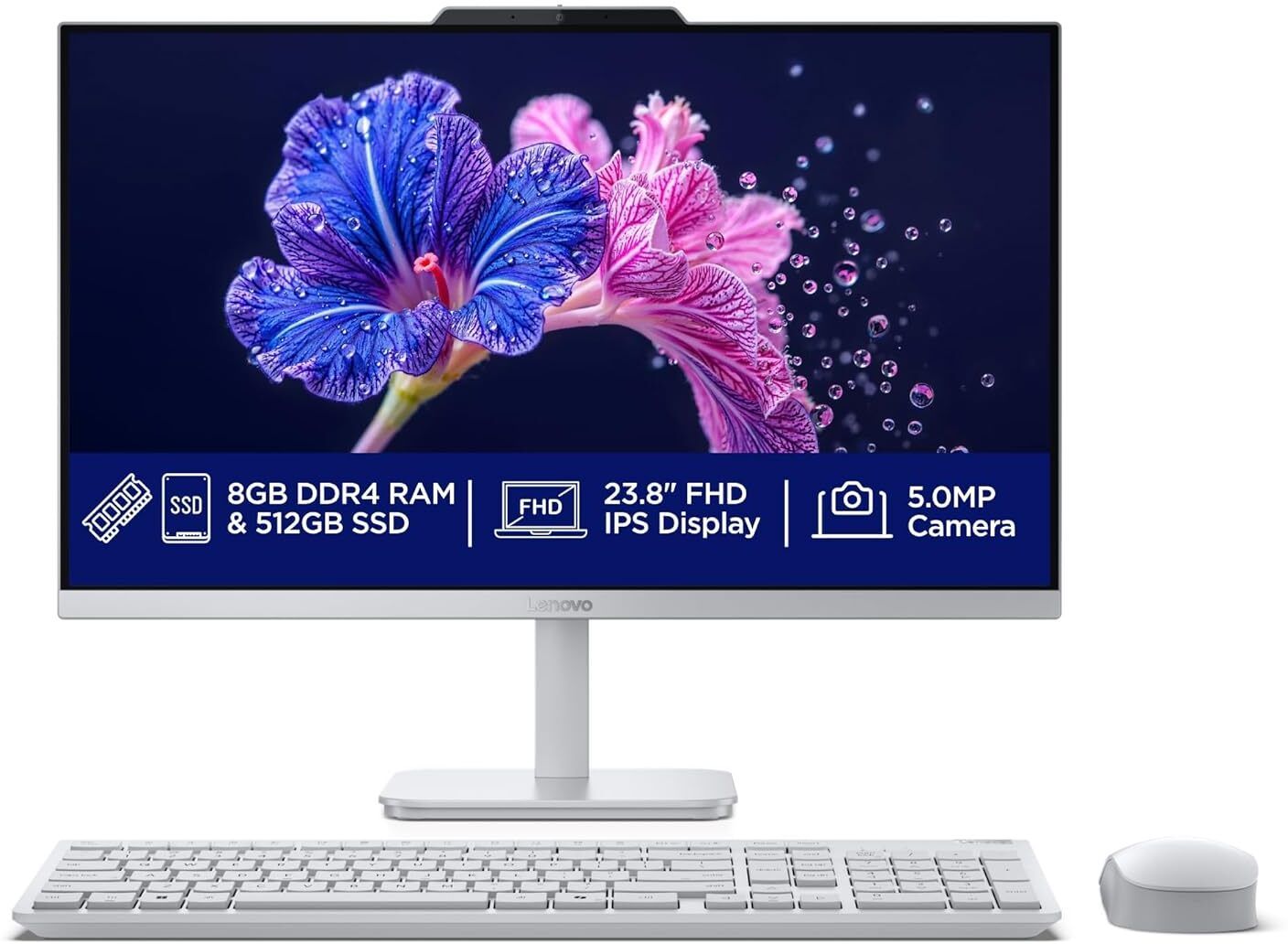 Lenovo All in one N100 (8 GB DDR4/512 GB SSD/Windows 11 Home/Integrated Intel UHD Graphics/23.8 Inch Screen/A100) with MS Office