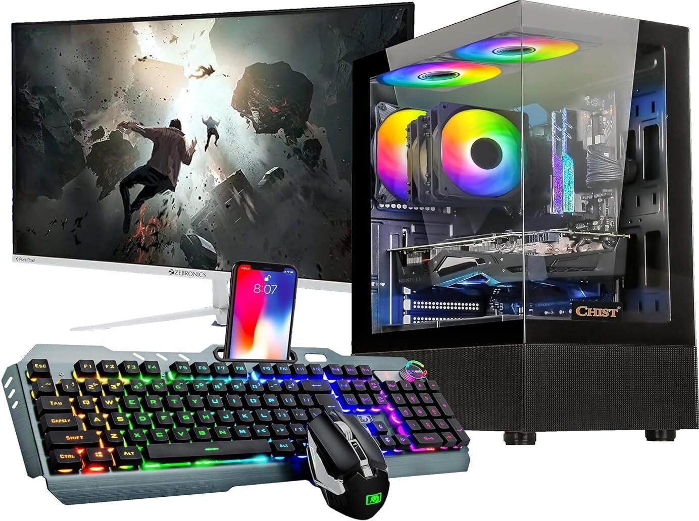 Groovi Gaming Computer 3.4GHZ Core i7 (7th Gen) (16 GB DDR4/2 TB/256 GB SSD/Windows 11 Home/4 GB/22 Inch Screen/GAMING KEYBOARD AND MOUSE/SPEAKER/4GB NVIDIA GRAPHIC CARD WITH SPEAKER) with MS Office-image-2