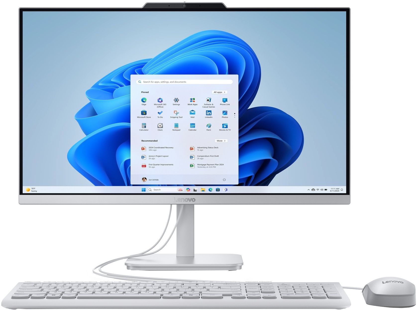 Lenovo A100 Core i3 (8 GB DDR4/512 GB SSD/Windows 11 Home/24 Inch Screen/F0J6005FIN) with MS Office