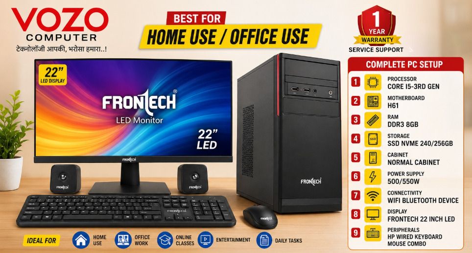 VOZO VC01 Core i5 (8 GB DDR3/250 GB/Endless/512 MB/22 Inch Screen/CORE 15-3RD GEN| MOTHERBOARD H61|GAMING CABINET)-image-2