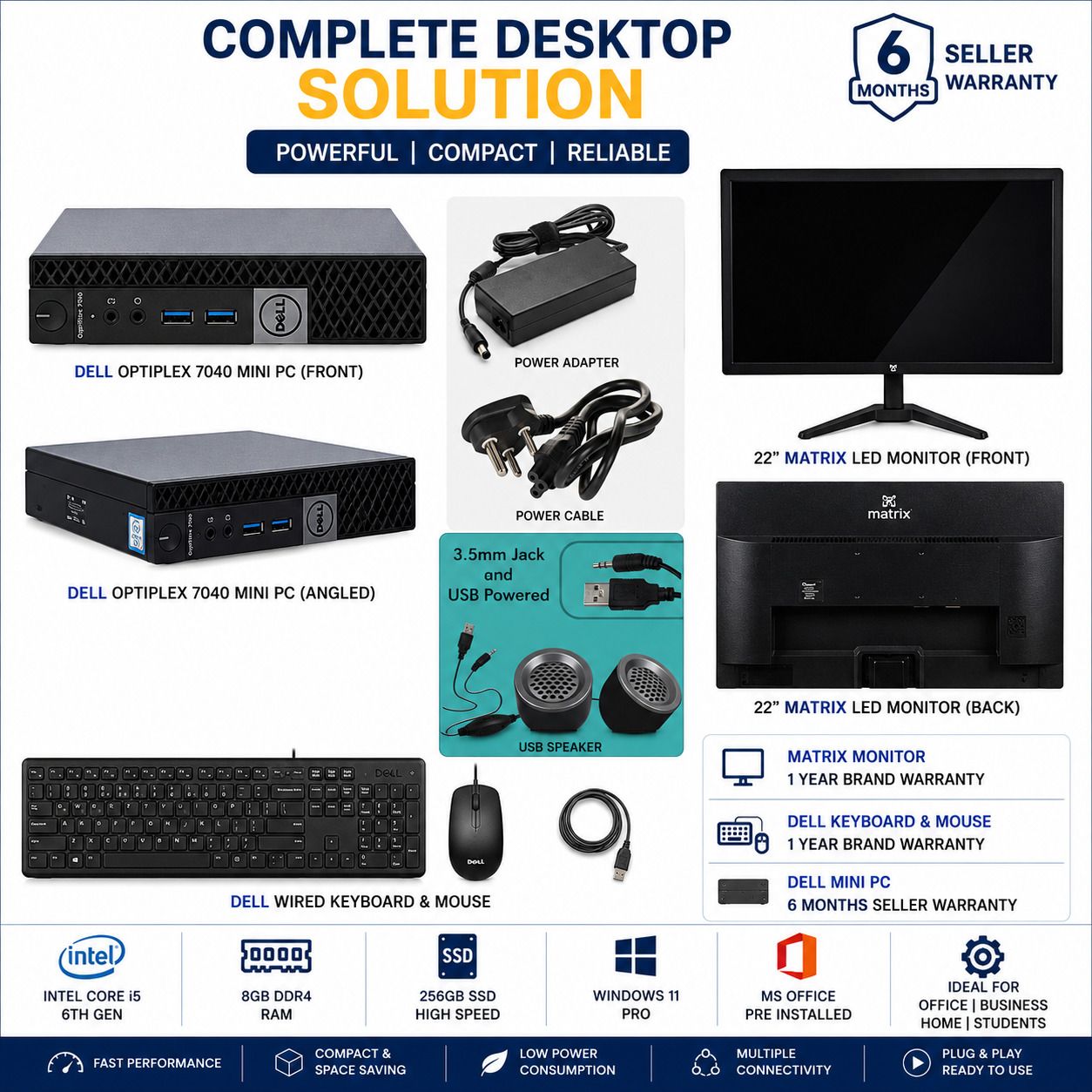 DELL 6thh Core i5 (6th Gen) (8 GB DDR4/256 GB SSD/Windows 11 Home/22 Inch Screen/intel core i5-6th genrations 22" matrix monitor keyboard mouse) with MS Office-image-17