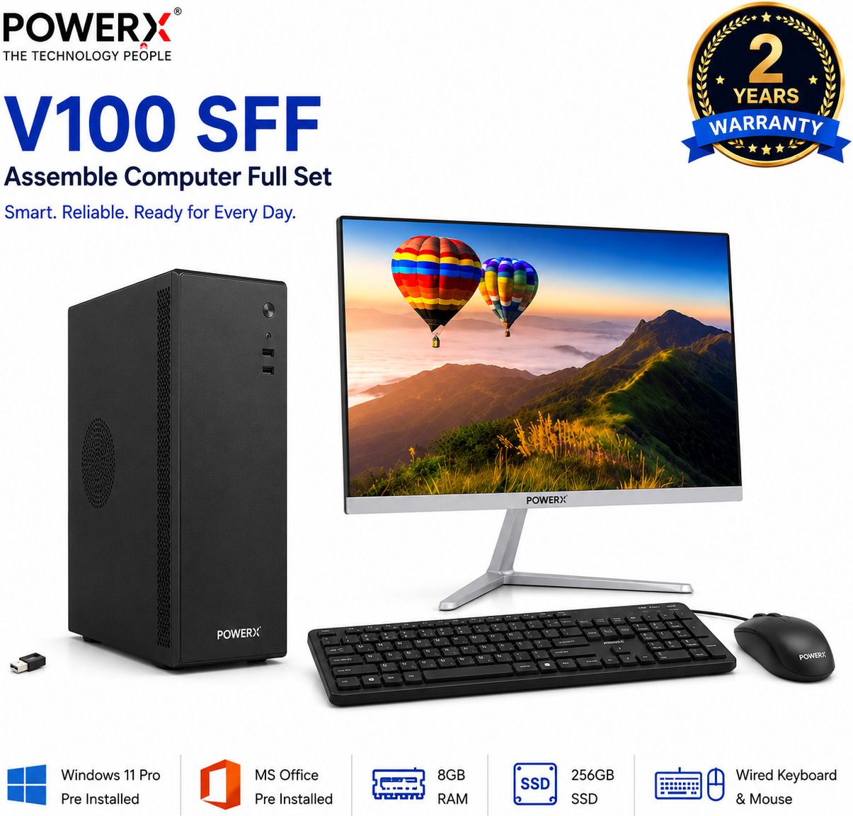 powerx V100 Assembled All In One PC Set Core i3 (6th Gen) (8 GB DDR4/256 GB SSD/Windows 10 Pro/21.5 Inch Screen/V100/Wired Keyboard & Mouse/Wi-Fi/ 1+1 Year Warranty) with MS Office-image-17