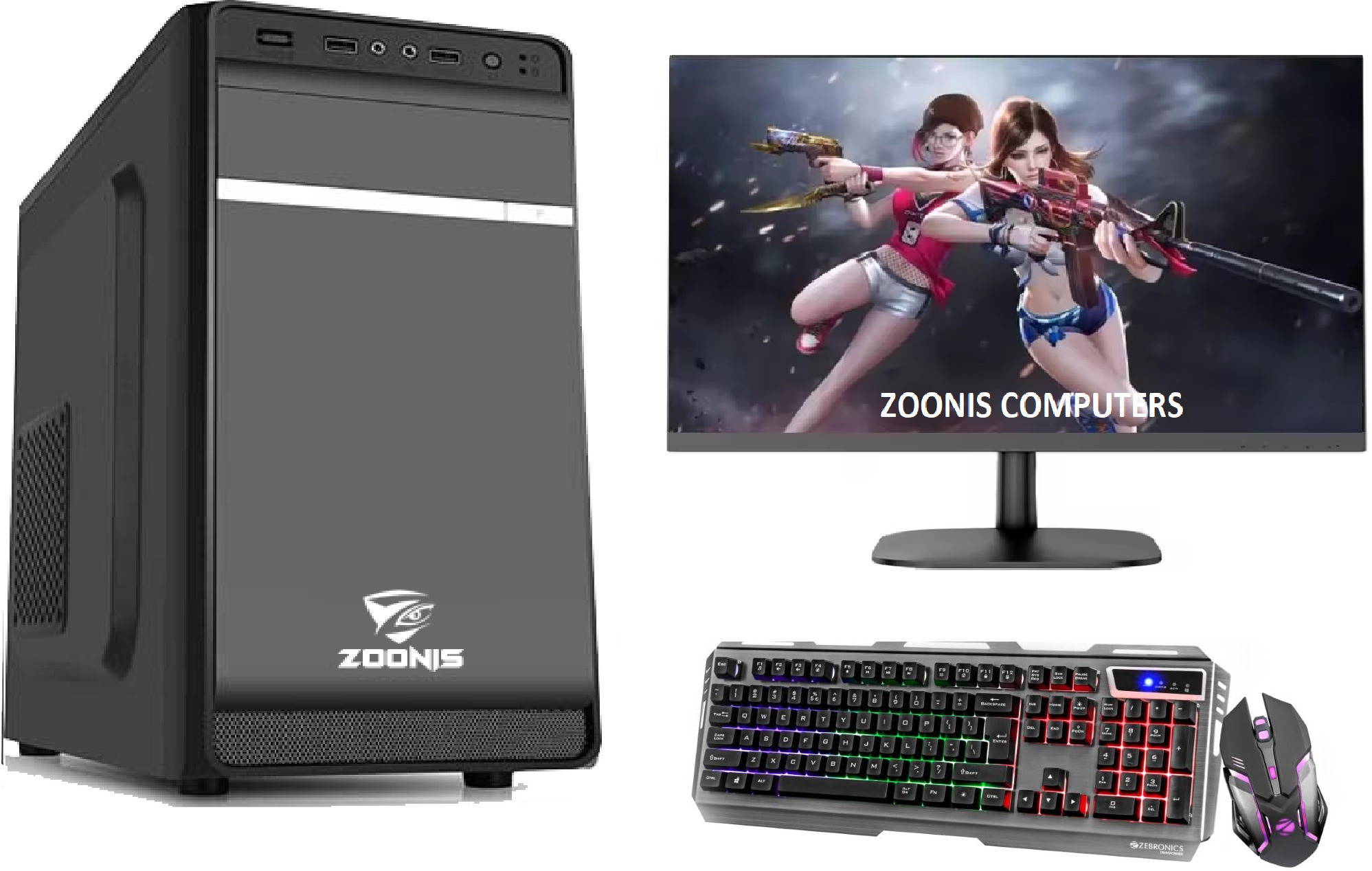 ZOONIS Gaming & Editing Complete Desktops Core i7 (16 GB DDR4/1 TB/256 GB SSD/Windows 10 Pro/4 GB 4GB GT-730 Graphics Card For Best Gaming Experiences/19 Inch Screen/Gaming Pc Full setup Core i7 (16 GB / 512 GB / Windows 11) with MS Office image 1