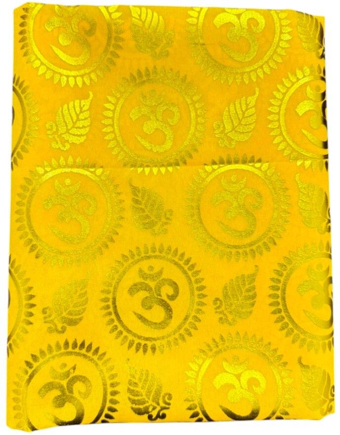 earth joy (Size:1MTR) Yellow Om Print Pooja Aasan Aasan Kapda Mat for Puja Table Altar Cloth-picture-16