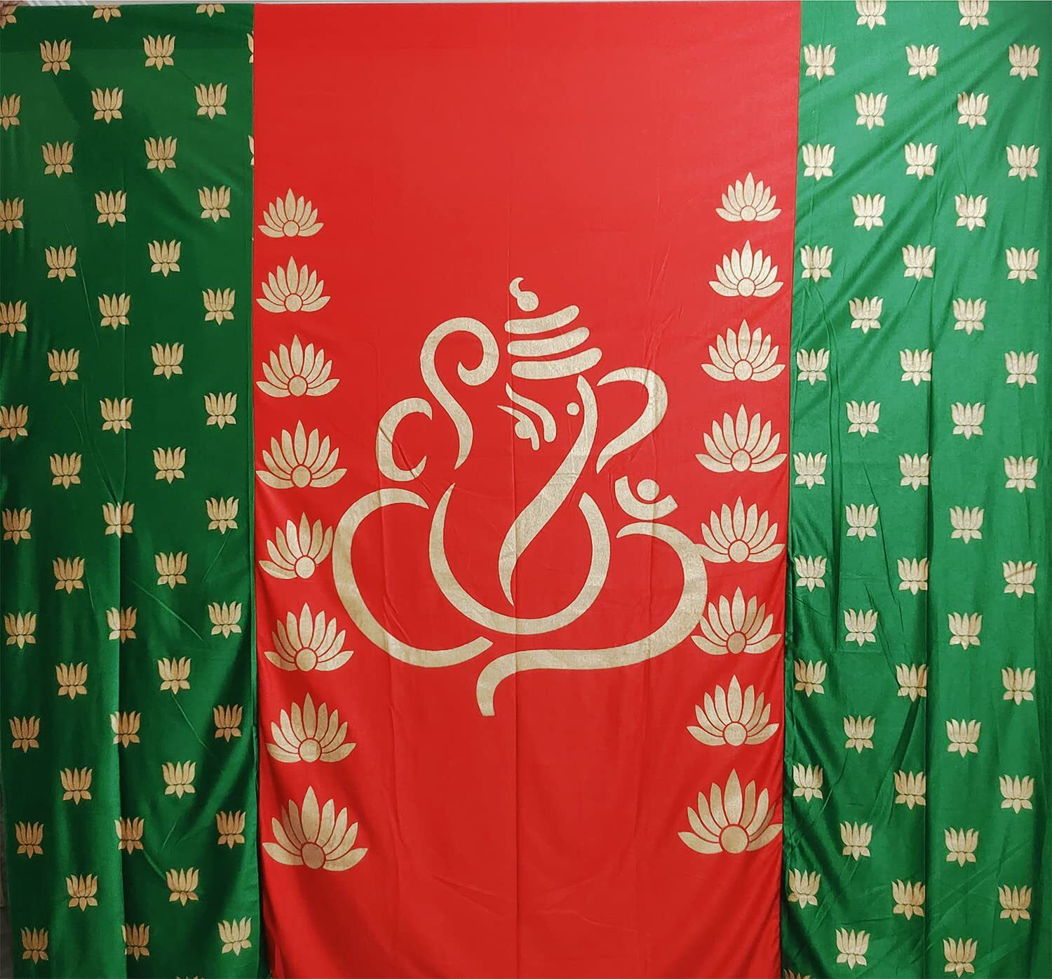 anu novelties Radiant Red Ganesh Backdrop Cloth: Perfect for Festivals8x8 Feet Curtain Fabric-picture-15